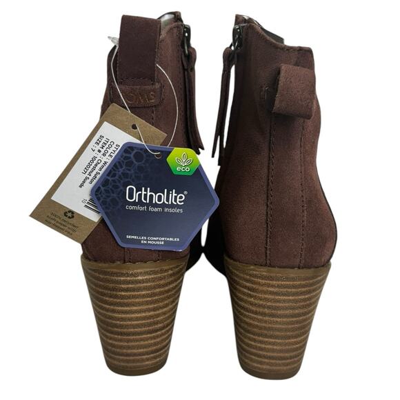 TOMS Women's Sutton Suede Wedge Boots Chestnut Size 7 NEW - Picture 7 of 11